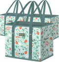 BALEINE 3PK Reusable Grocery Bags, Heavy Duty Shopping Tote Bag | 12'' Long Handles, Reinforced Bottom Keeps Upright, Fold Flat Storage, Water-Resistant Shopping Bag, Multiple Color Options