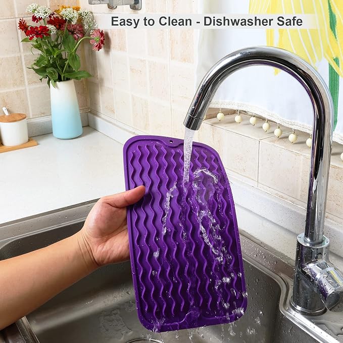 ZLR Silicone Sink Caddy & Sponge Holder, 6"x12", Meadow Violet | Sink Organizer for Soap, Sponge & Brush, Doubles as Bathroom Vanity Tray, Raised Lip, Non-Slip Food-Grade Silicone