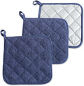 DII Basic Terry Collection Quilted 100% Cotton, Potholder, French Blue, 3 Piece