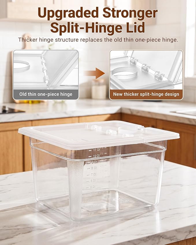 EVERIE EVC-NANO Sous Vide Container 12 Quart with Upgraded Collapsible Hinged Lid, Stronger Split-Hinge Design, Compatible with Anova Nano, AN500-US00, Anova Pro 3.0, Anova Mini, and Instant Pot