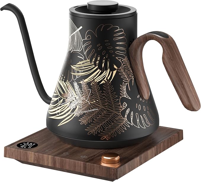 INTASTING Gooseneck Electric Kettle with 1℉ Temperature Control, 0.9 Liter | Fast Heating, Stainless Steel Interior, for Pour Over Coffee, Tea & Boiling Water, Keep Warm, Auto Shut-Off, Rainforest