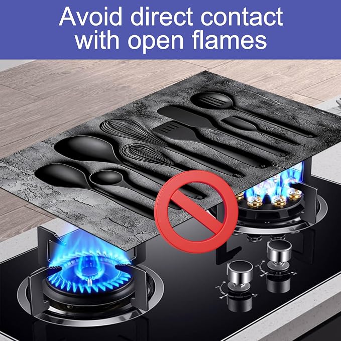 HOMETITUTE Modern Black Kitchen Tools Stove Top Cover 28x20 Heat Mat