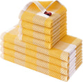 Homaxy Kitchen Towels and Dishcloths Set, Set of 8, White & Golden Yellow | Bulk Cotton Waffle Weave Check Plaid Kitchen Towels, Super Soft and Absorbent Dish Cloths, 12 x 12 and 13 x 28 Inches