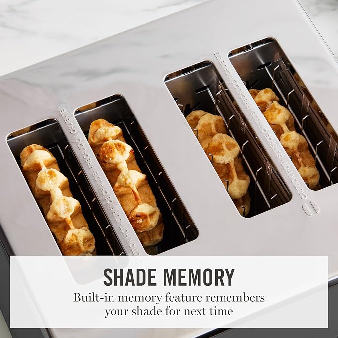 Martha Stewart 4-Slice Toaster, 3 Presets & 10 Shade Settings, Caviar Gray