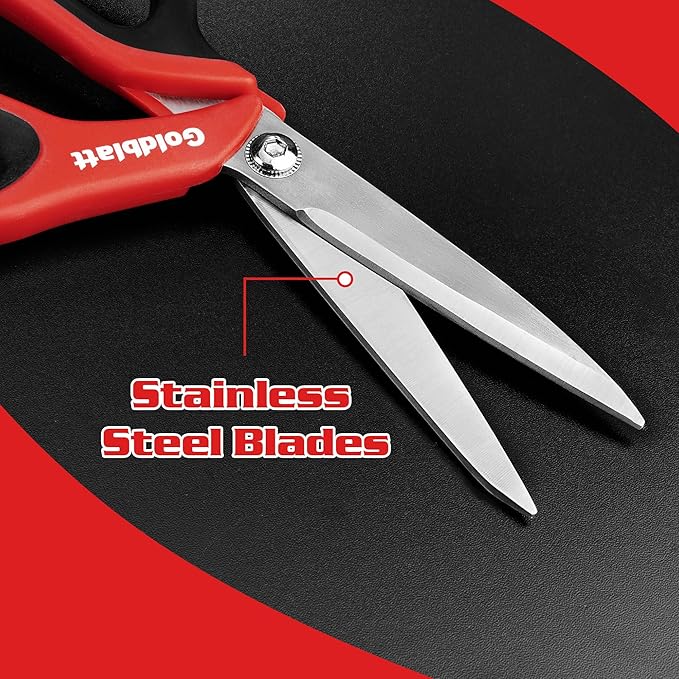 Goldblatt 2PCS Heavy Duty Scissors, Multipurpose Shop Scissors | Stainless Steel Blade and Comfortable Handle, Easy Cutting Cardboard, Wires, Leather, Fabric