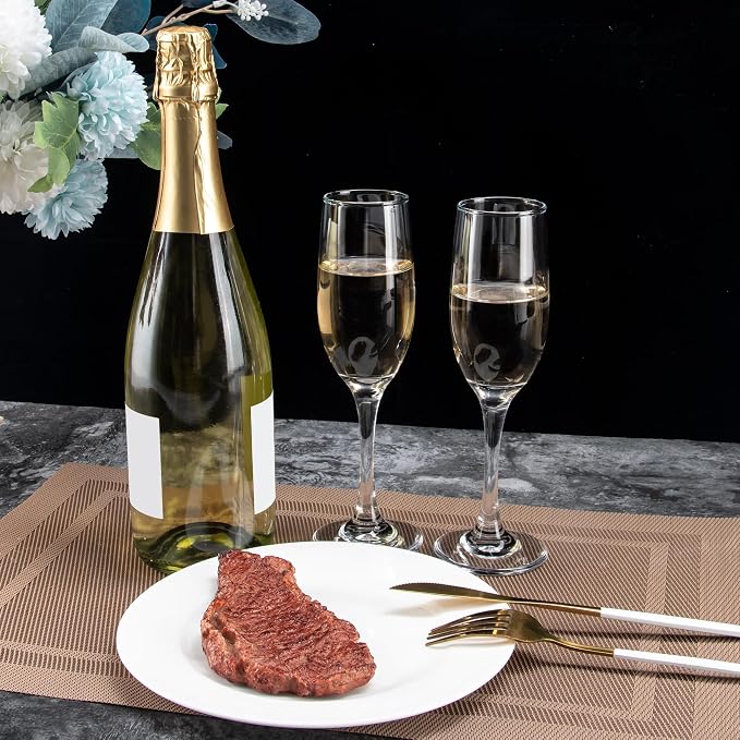 UMEIED Set of 16 Champagne Glasses, Champagne Flutes with Classic Shape, Long stem Sparkling Wine glasses for Wedding, Restaurant, Bar, Wine Toasting, Clear