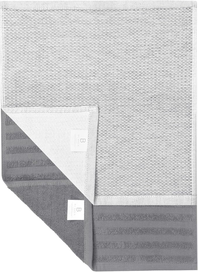 Bumble Premium Dish Cloths 13"x13" (6 Pack) | 100% Natural Ring Spun Cotton | 400 GSM | Highly Absorbent & Soft |Yarn Dyed & Solid Dyed Terry Dish Cloth Set - Grey
