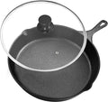 Utopia Kitchen Cast Iron Skillet 8 Inch with Lid Chefs Frying Pan Black | Chefs Pan, Pre Seasoned Skiller, Indoor and Outdoor Use, Grill Safe Cookware, Even Heat Distribution, Durable