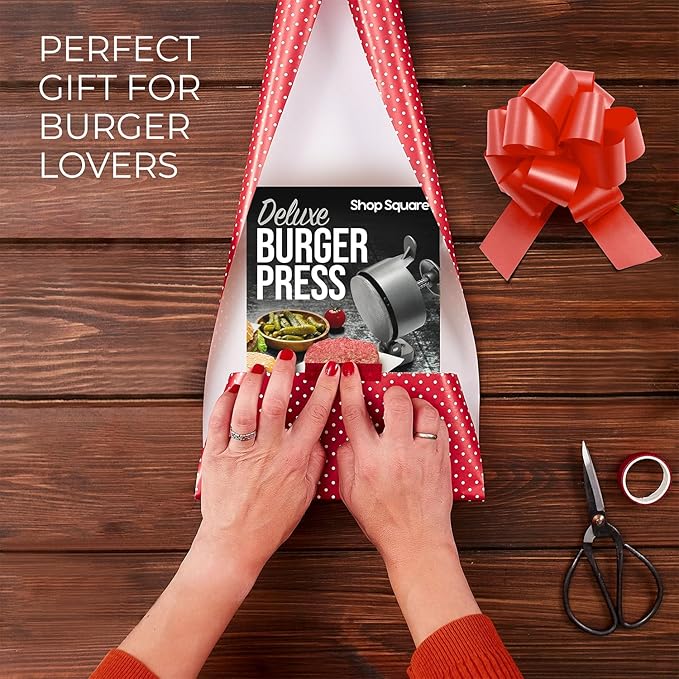 Shop Square Burger Press Patty Maker – Adjustable Thickness (1/4 lb to 3/4 lb) with Ejector – Non-Stick, for Burgers, Crab Cakes & Sausage – Includes Patty Paper