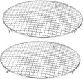 HARFINGTON 2pcs Round Cooking Rack 11-inch 201 Stainless Steel Cross Wire Barbecue Grill Net with 20mm Legs for Cooking Baking Steaming BBQ