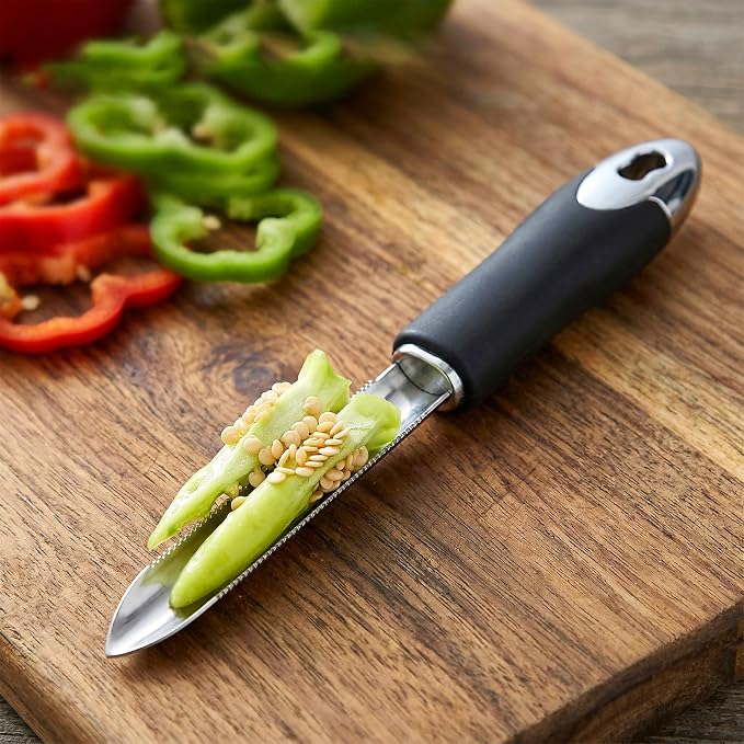 Jalapeno Pepper Corer Zucchini Cucumber Remover Stainless Steel Vegetable And Fruit Corers Durable Special Kitchen Gadgets With Serrated Edge For Vegetables Fruits Easy Seed Removal