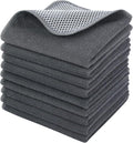 Dish Cloths for Washing Dishes with Scrub Side, Microfiber Dish Rags | Dual-sided microfiber dish cloths with scrubber for stuck-on food, quick dry kitchen washcloths 9 Pack, 12" x 12 Inch Gray