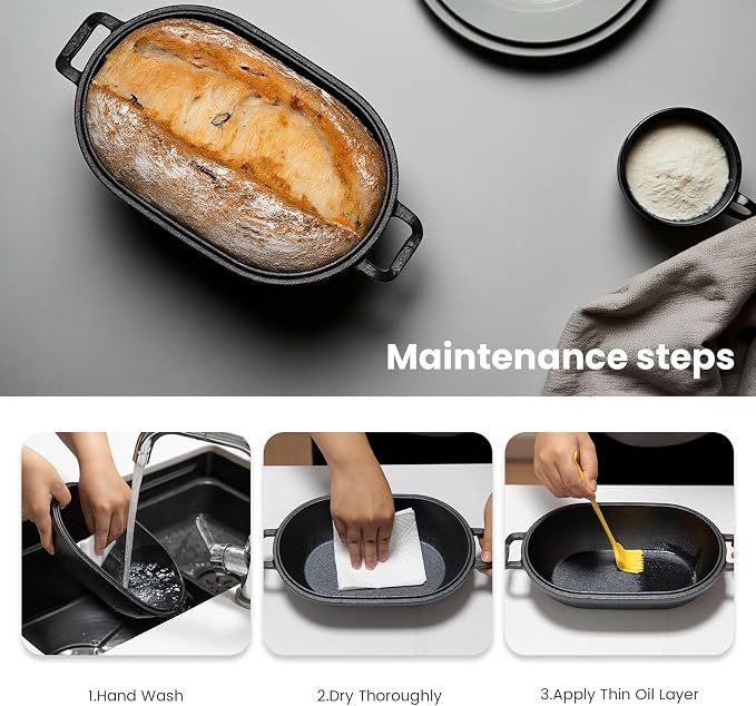 Cast Iron Loaf Pan with Lid-Bread Baking Pan for Sourdough,Pre-Seasoned Dutch Oven, 11 X 7 Inch Loaf Pans for Homemade,Heavy Duty with Even Heating