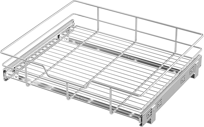 Pull Out Cabinet Organizer 20" W X 17" D, Slide Out Drawers For Kitchen Cabinets, Pull Out Drawers For Cabinets Capacity Heavy Duty Caddy, Cabinet Pull Out Shelves Chrome-Plated, Bathroom Pantry | For Kitchen Organizers and Storage, Pull Out Drawers Fo...