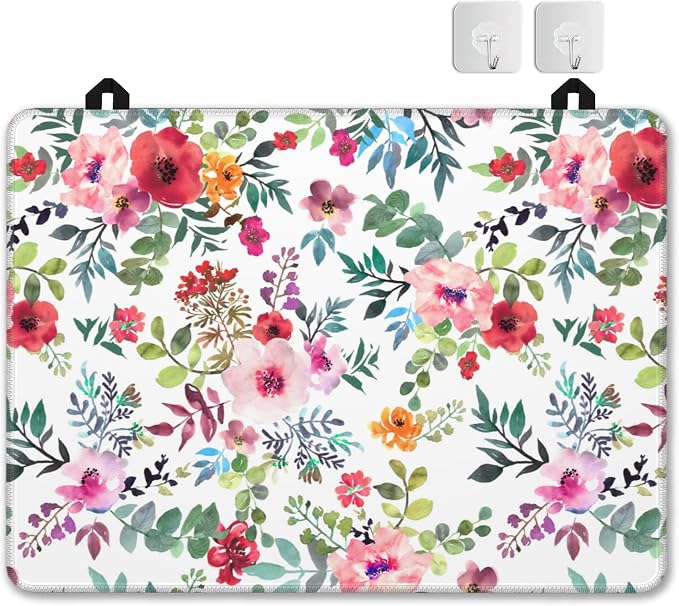 Watercolor Floral Stove Top Cover for Electric Stove,Extra Thick Natural Rubber Glass Top Protector,Prevents Scratching, Expands Usable Space 28x20