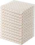 Homaxy 100% Cotton Terry Dish Cloths, 12"x12", 12-Pack, Beige | Ultra Soft Absorbent Dish Towels with Hanging Loop, Pineapple Grid Designed