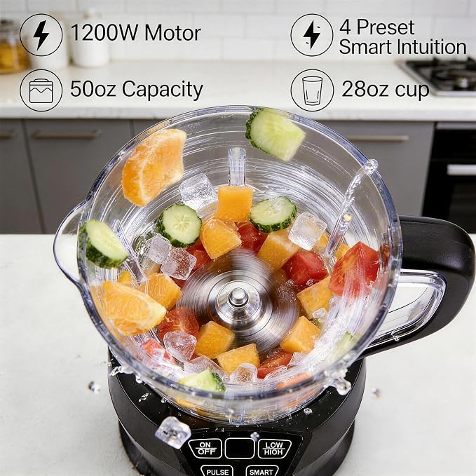Liebe&Lecker 1200W Smoothie Blender, 50oz Juicer Machines | Milkshake Maker with 50-Oz Jar, 28-oz To-Go Cups & Spout Lids, or Frozen Drinks, Meal Prep, Zero BPA