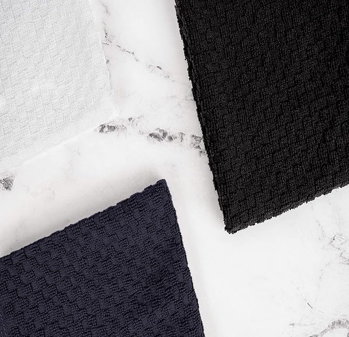 Super Absorbent Kitchen Towels 12 Pack - Premium 100% Cotton Kitchen Towels, 450GSM Thick Machine Washable Navy Dish Towels for Kitchen Drying, Cleaning, Dobby Weave, Unmatched Quality