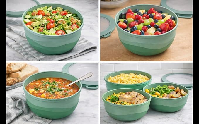 Pera Mixing Bowls with Lids, 8-Piece Airtight Leak-Proof Nesting BPA-Free Prep Bowl Set for Kitchen & Food Storage, Large 4200ml Capacity, Microwave & Dishwasher Safe