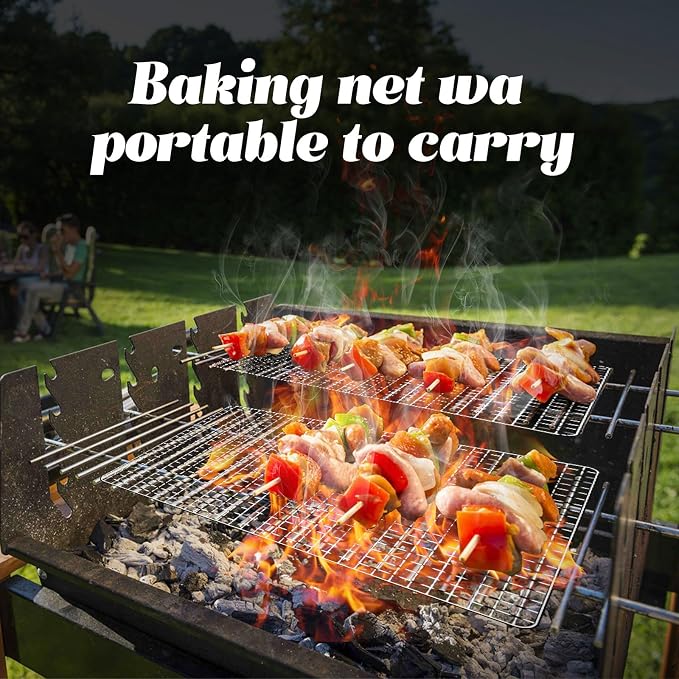 Grill Topper, 10 Pcs Disposable Grill Grates, 11.8 x 15.7 Inch Baking Rack | Toss after one cook, no scrub brush, fine grid holds small bites, galvanized iron mesh fits charcoal, gas, smoker grates