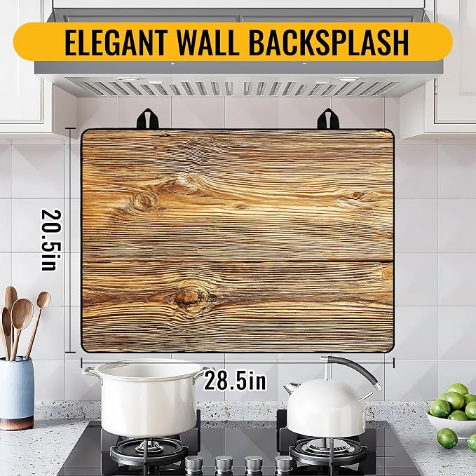 NYZE Wood Grain Color Stove Top Cover for Electric Stove 28x20 Inch Silicone Stovetop Protector, Scratch-Resistant Decorative Kitchen Counter Mat for Electric/Glass Stove Top
