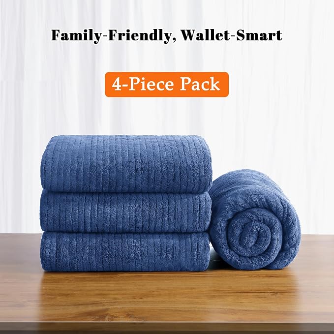 Bath Towels Set of 4 Extra Large 35 x 70 Inches,Luxury Thick High Absorbent and Quick Dry Bath Sheet,Ultra Soft Microfiber,Bathroom,Beach,Yoga,Sport,SPA,Fitness (Navy Blue) | Luxury Thick High Absorbent and Quick Dry Bath Sheet for Bathroom, Beach, Yog...