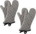 ARCLIBER Gray 16" Quilted Terry Oven Mitts 2 Pairs Heat Resistant | Quilted Lining, 1 Pair, Heat Resistant, Classic, Cotton Blend, Cooking, Baking, Grilling, Non-Slip Grip