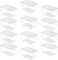 Vtopmart 12 Pack Clear Stackable Storage Bins with Lids, Medium | BPA-free Plastic, Organize Vertically, For Pantry Kitchen Fridge Cabinet Closet Bathroom, Built to Last, Easy to Move