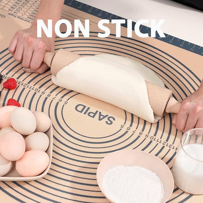 Sapid Thick Silicone Pastry Mat Baking Dough Rolling Extra Large 20" x 28" | Non-slip with Measurements for Non-stick Dough Rolling, Pie Crust, Kneading Mats, Countertop, Placement Mats (Gray)