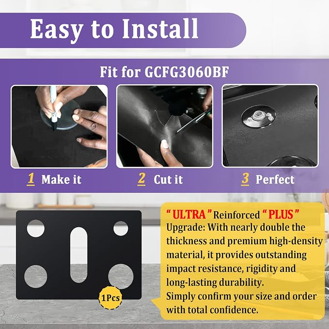 GCFG3060BF/GCFG3060BD Ult. Stove Protector for Frigidaire Gallery Gas Range | >0.6MM Thickened Stove Liner, Thicker Than PLUS, Reusable Splatter Guard, Easy Clean, Fire Resistant Trimmable, 3 Brushes