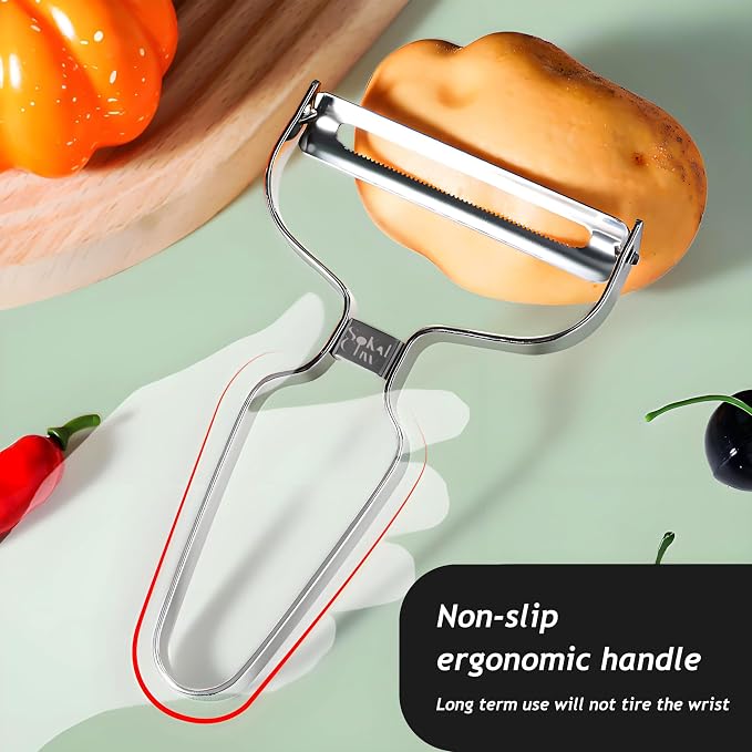 Larger Wide Mouth Kitchen Vegetable Peelers cabbage peeler (Serrated Y- Peeler) (Silver)