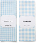 GEOMETRY Tea Towels – Spring & Summer Collection – Quick-Dry, Ultra-Absorbent, Reusable Microfiber Kitchen Towels for Drying & Cleaning - Salt and Sky - 2 Pack