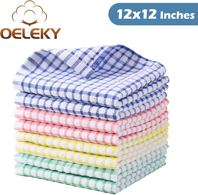 Dish Cloths for Washing Dishes, Kitchen Dish Rags, Dish Towels | Kitchen Waffle Wash cloths for Cleaning Drying Wiping, Quick Dry 100% cotton Dishcloths,12x12 inches pack 8