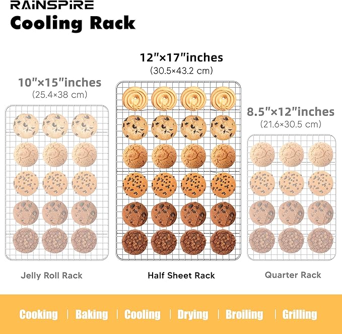 Cooling Rack Stainless Steel, Heavy Duty Cooling Racks for Cooking and Baking, Oven Safe Wire Rack for Cooking, Baking Rack for Oven Cooking Fits Half Sheet Cookie Pan, 12" x 17", 1-Pack