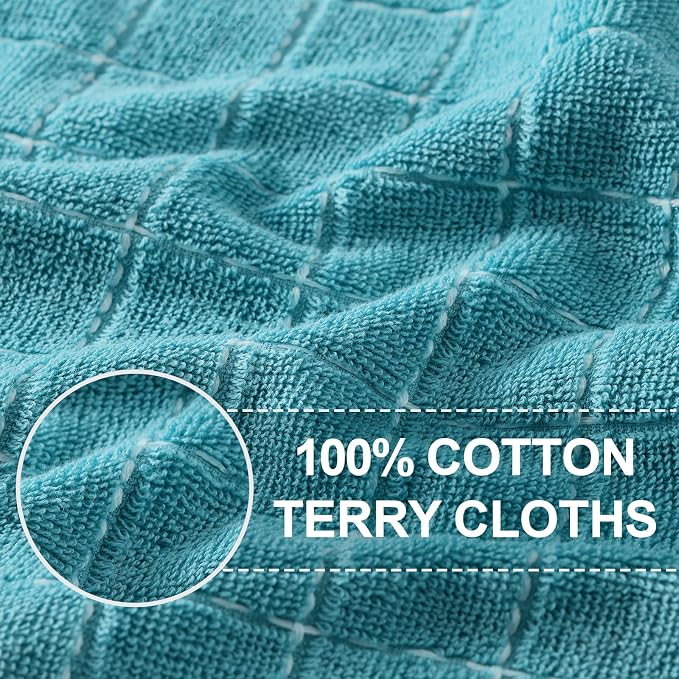 Homaxy 100% Cotton Terry Kitchen Towels, 6 Pack, Lake Blue | Ultra Soft and Absorbent Dish Towels for Kitchen, Suitable for Drying and Washing Dishes