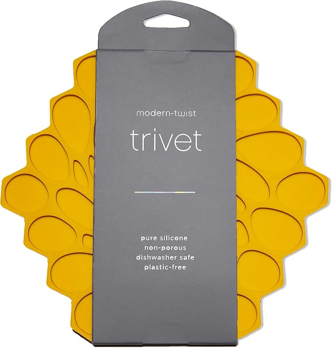 7 x 7 Hive Interlocking Silicone Trivet, BPA, PVC-Free, Heat Resistant Up to 675°F, Non Slip, Protects Table from Heat, Mustard Color, Pack of 1