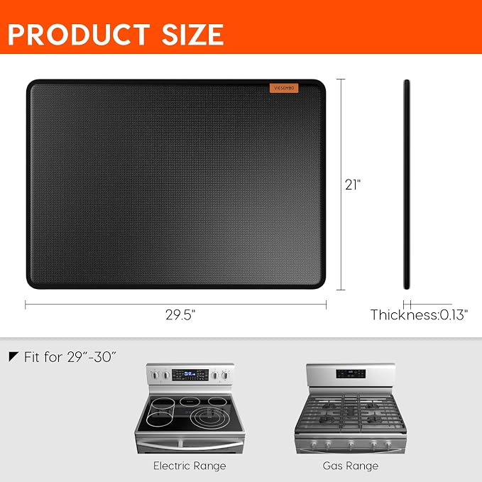 Fireproof Glass Stove Top Cover, 29.5" Thickened Heat-Resistant Mat | 4-Layer Safe Material, Flame Retardant, Waterproof, Flat Stove Protector for Cats, Kitchen Induction Protector