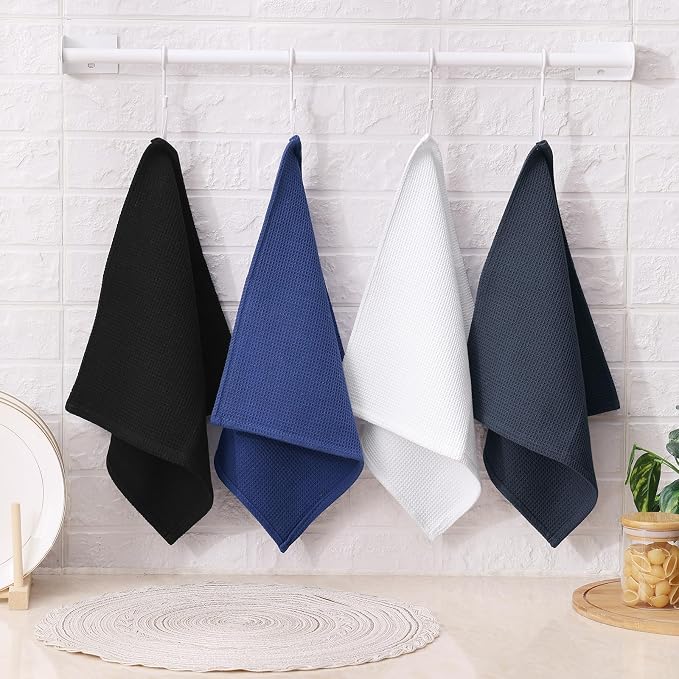 Homaxy 100% Cotton Waffle Weave Dish Cloths, 12 Pack, Multiple Colour | Soft and Absorbent Dish Towels, 12 x 12 Inches Quick Dry Dish Rags
