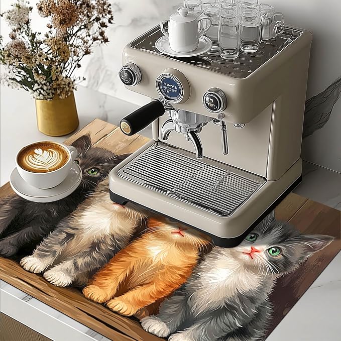 HOMETITUTE Four Cute Cats Stove Top Cover 28x20 Diatomite Mat