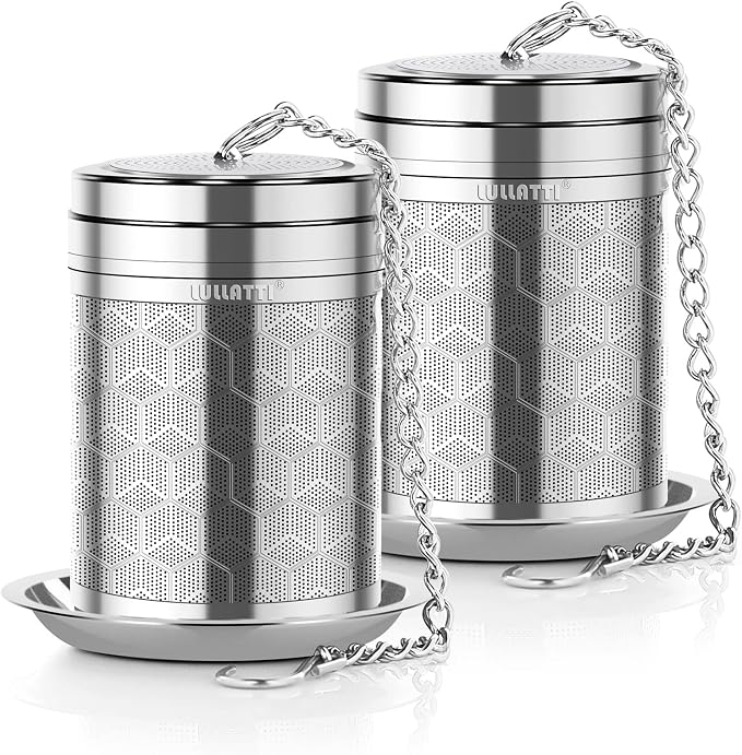 2-Pack Large Tea Infuser 304 Steel Fine Mesh for Teapots & Mugs | Designed for loose leaf tea, large basket holds plenty, and dishwasher-safe for easy care