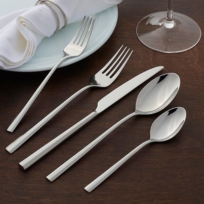 Oneida Doublet 20-Piece 18/0 Silverware Set for 4, Flatware | mirror finish, dishwasher safe | includes knives, forks, and spoons | cutlery set for kitchen and dining