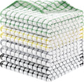 Homaxy 8 Pack Terry Kitchen Dish Cloths, 12"x12", Black/Grey/Green/Yellow | Super Soft and Absorbent Dish Rags, Quick Drying Reusable Dish Towels for Washing Dishes
