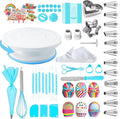 Cake Decorating Supplies Kit Tools 255pcs, Cake Decorating Set with Cake Turntable, 12 Numbered Icing Piping Tips, Cookie Cutters, Icing Smoother & Other Accessories for Cake Decoration (255, Blue)
