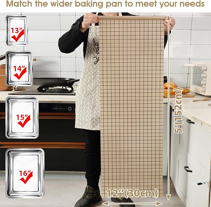 Silicone Baking Mat Roll 12IN*5FT Free Cutting, Non-Slip Pastry Mat, Non-Stick Reusable Air Fryer Liner, Oven Liners, Counter Mat, Freeze Dryer Mat, Easily Cut to Size Fit All Ovens Pans Tins Dishes