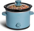 COOK WITH COLOR 2QT Mini Electric Round Slow Cooker - Adjustable Settings, Removable Stoneware Pot, Tempered Glass Lid, Dishwasher Safe, Cool-Touch Side Handles, Slate Blue