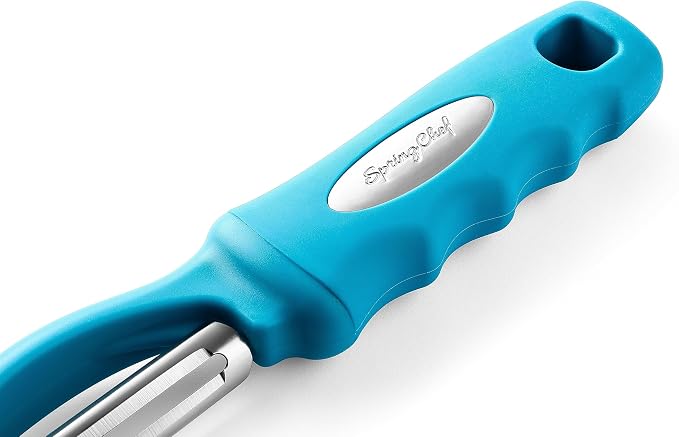 Spring Chef Swivel Vegetable Peeler with Soft Grip Handle, Set of 2, Teal | Premium Potato Peeler w/ Ultra Sharp Stainless Steel Blades, Multifunctional Veggie Peeler for Apple, Carrot, Cucumber, Fruit