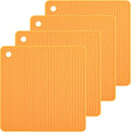Silicone Pot Mat for Countertop Trivet Pads Heat Resistant Table Placemats 4 Pack,Size:7.5x7.5 Inch, Color: Grey, Shape:Orange
