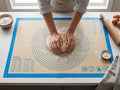 Silicone Pastry Mat with Measurements, 26 x 16 Inch Extra Thick Non-Slip Nonstick Large Baking Mat for Dough Rolling, Kneading, Fondant and Pie, Blue