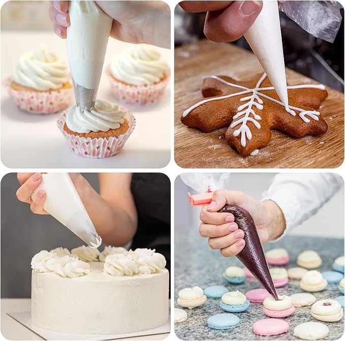 LotFancy 250pcs 12 Inch Piping Bags, Disposable Pastry Bags with 5 Clips | Anti-Burst & Non-Slip Icing Bags, Frosting Bags for Dessert, Pastry, Cookies, Cupcake Decorating