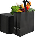 Simply Cool 400 Pack Reusable Grocery Bags, Medium Tote Bags Bulk, Black | 12.6"x6.3"x11.8" Heavy Duty Non-woven Custom Shopping Bags with Handles, Foldable, Washable for Retail and Commercial use